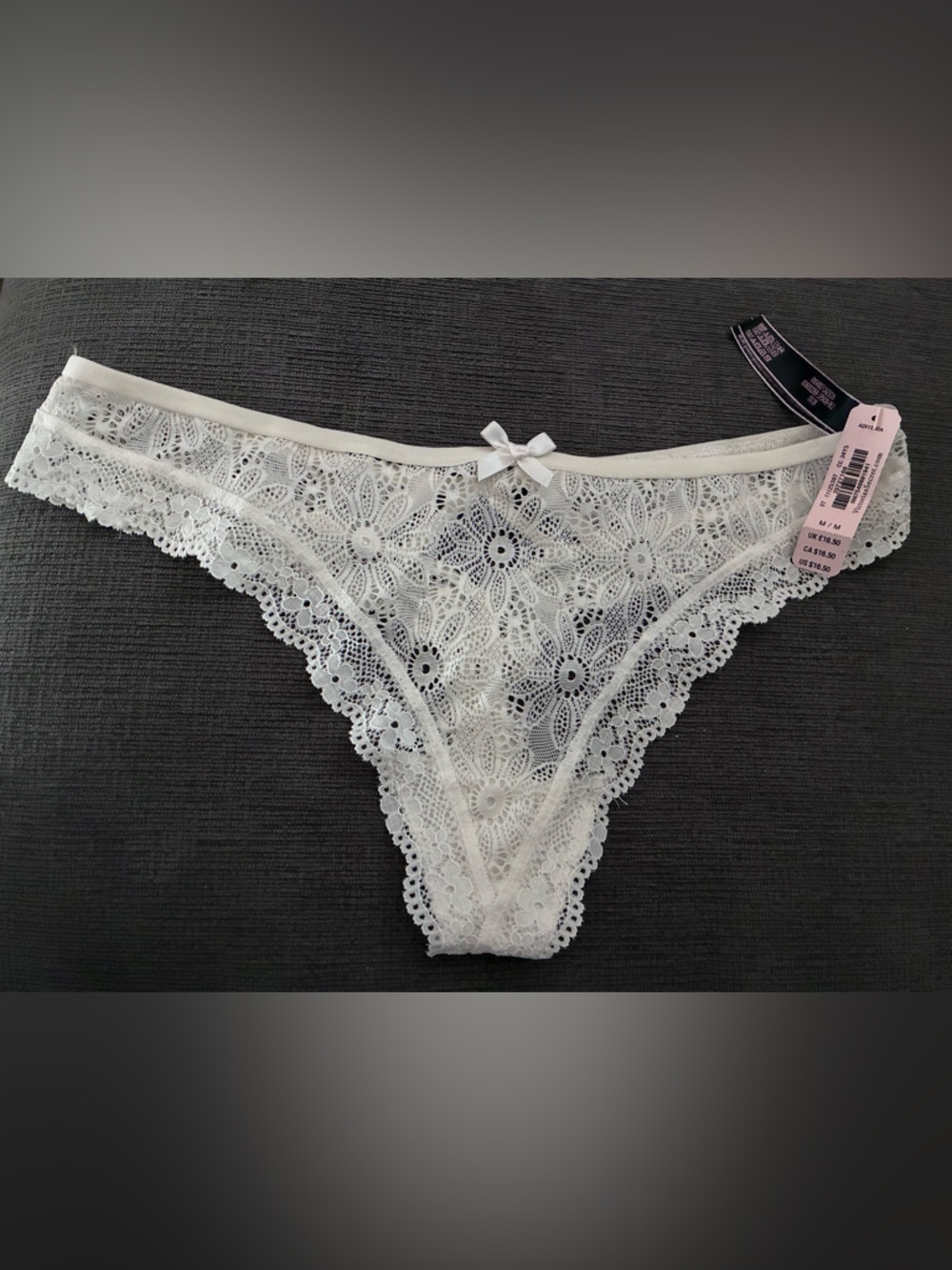Victoria's Secret White Floral Lace Bikini Panty with Bow